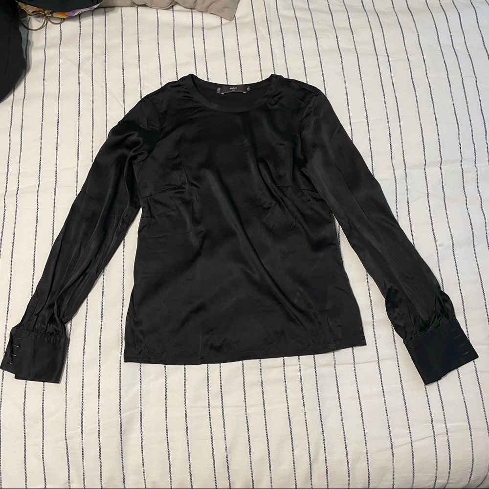 Black silk fitted blouse M
